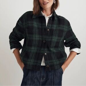 Madewell Green and Black Plaid Utility Jacket